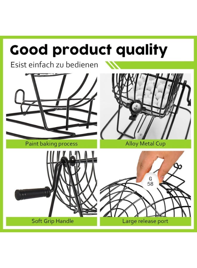 مجموعة لعبة البنغو ، قفص معدني طويل 8.2 بوصة مع المجلس الرئيسي ، الكرات المكالمة ، رقائق البنغو ، بطاقات البنغو ، مجموعة لعبة البنغو الكاملة ، مثالية للمجموعات الكبيرة ، الأحزاب ، لعبة المجلس العائلية - Image 4